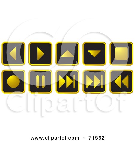 Royalty-Free (RF) Clipart Illustration of a Digital Collage Of Black And Golden Media Website Icons by Lal Perera