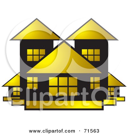 Royalty-Free (RF) Clipart Illustration of a Gold And Black Building by Lal Perera