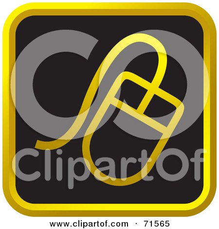 Royalty-Free (RF) Clipart Illustration of a Black And Golden Computer Mouse Website Icon by Lal Perera
