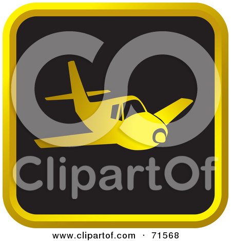 Royalty-Free (RF) Clipart Illustration of a Black And Golden Airplane Website Icon by Lal Perera