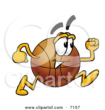 Clipart Picture of a Basketball Mascot Cartoon Character Running by Mascot Junction