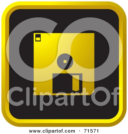 Royalty-Free (RF) Clipart Illustration of a Black And Golden Floppy Disk Website Icon by Lal Perera