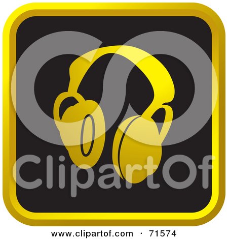 Royalty-Free (RF) Clipart Illustration of a Black And Golden Headphones Website Icon by Lal Perera