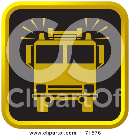 Royalty-Free (RF) Clipart Illustration of a Black And Golden Fire Truck Website Icon by Lal Perera