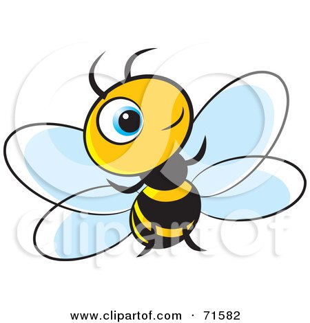 Royalty-Free (RF) Clipart Illustration of a Little Blue Eyed Bee - Version 2 by Lal Perera
