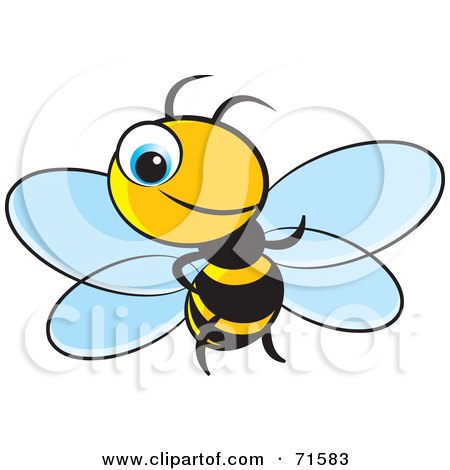 Royalty-Free (RF) Clipart Illustration of a Little Blue Eyed Bee - Version 3 by Lal Perera