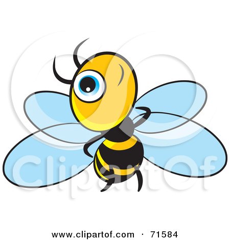 Royalty-Free (RF) Clipart Illustration of a Little Blue Eyed Bee - Version 1 by Lal Perera