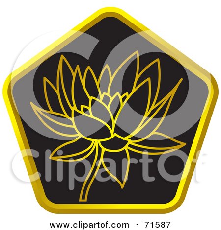 Royalty-Free (RF) Clipart Illustration of a Black And Golden Lotus Website Icon - Version 2 by Lal Perera