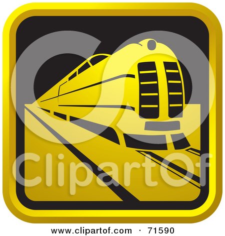Royalty-Free (RF) Clipart Illustration of a Black And Golden Train Website Icon by Lal Perera