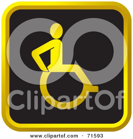 Royalty-Free (RF) Clipart Illustration of a Black And Golden Wheel Chair Website Icon by Lal Perera