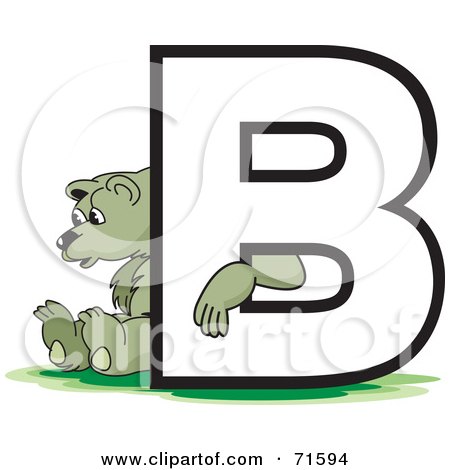 Royalty-Free (RF) Clipart Illustration of a Bear Sitting With The Letter B by Lal Perera