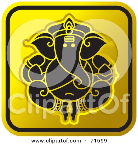 Royalty-Free (RF) Clipart Illustration of a Black And Golden Ganesh Website Icon - Version 1 by Lal Perera