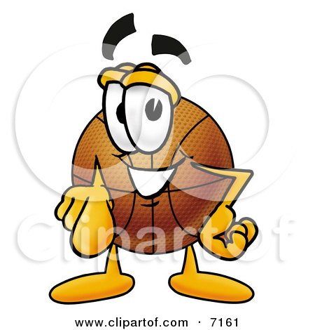 Clipart Picture of a Basketball Mascot Cartoon Character Pointing at the Viewer by Mascot Junction