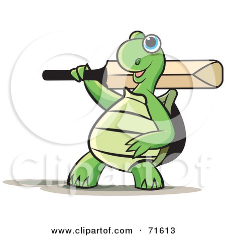 Royalty-Free (RF) Clipart Illustration of a Sporty Tortoise With A Cricket Bat by Lal Perera