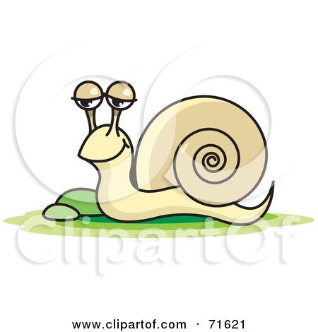 Royalty-Free (RF) Clipart Illustration of a Beige Snail On Grass by Lal Perera