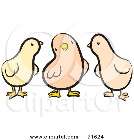 Royalty-Free (RF) Clipart Illustration of a Group of Three Chicks by Lal Perera