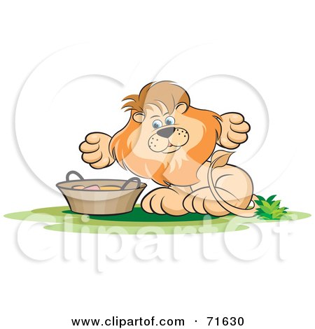 Royalty-Free (RF) Clipart Illustration of a Male Lion With A Basket by Lal Perera