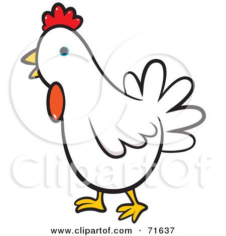 Royalty-Free (RF) Clipart Illustration of a White And Red Farm Chicken by Lal Perera