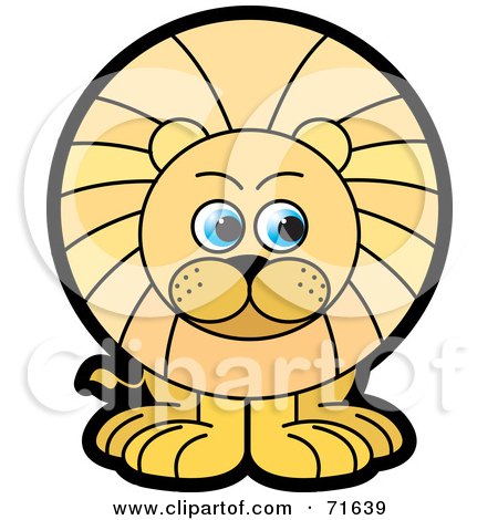 Royalty-Free (RF) Clipart Illustration of a Male Lion With Blue Eyes Glancing Right by Lal Perera