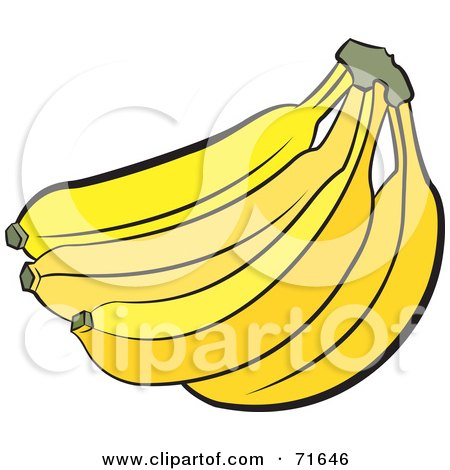 Royalty-Free (RF) Clipart Illustration of a Yellow Banana Bunch by Lal Perera