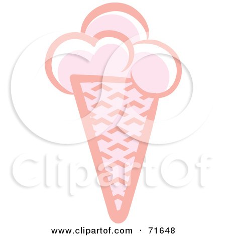 Royalty-Free (RF) Clipart Illustration of a Pink Waffle Ice Cream Cone by Lal Perera