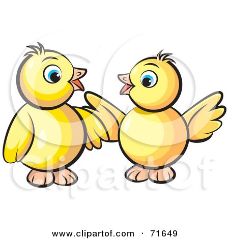 Royalty-Free (RF) Clipart Illustration of Two Yellow Baby Birds by Lal Perera