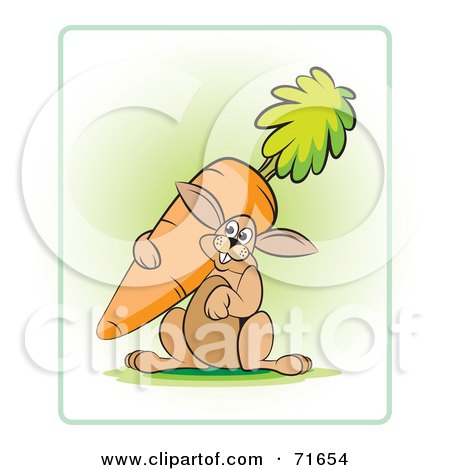 Royalty-Free (RF) Clipart Illustration of a Happy Bunny Rabbit Carrying A Fat Carrot by Lal Perera