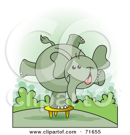 Royalty-Free (RF) Clipart Illustration of a Happy Elephant Balanced On A Stool by Lal Perera