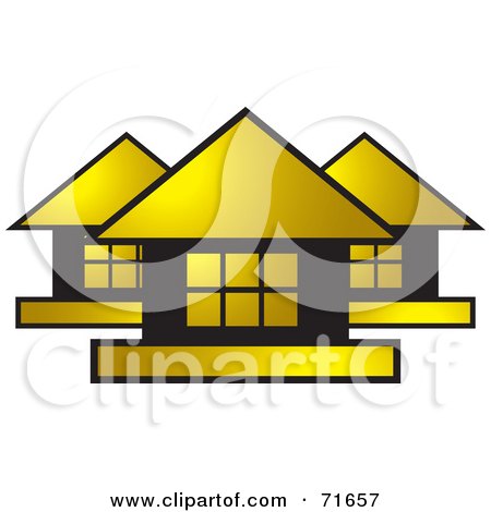 Royalty-Free (RF) Clipart Illustration of a Neighborhood Of Gold And Black Houses by Lal Perera