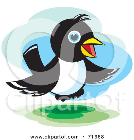 Royalty-Free (RF) Clipart Illustration of a Magpie Bird Hovering by Lal Perera