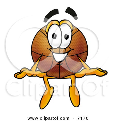 Clipart Picture of a Basketball Mascot Cartoon Character Sitting by Mascot Junction