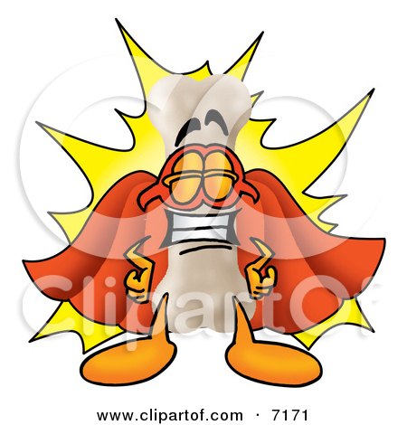 Clipart Picture of a Bone Mascot Cartoon Character Dressed as a Super Hero by Mascot Junction