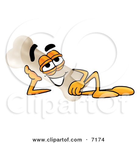 Clipart Picture of a Bone Mascot Cartoon Character Resting His Head on His Hand by Mascot Junction