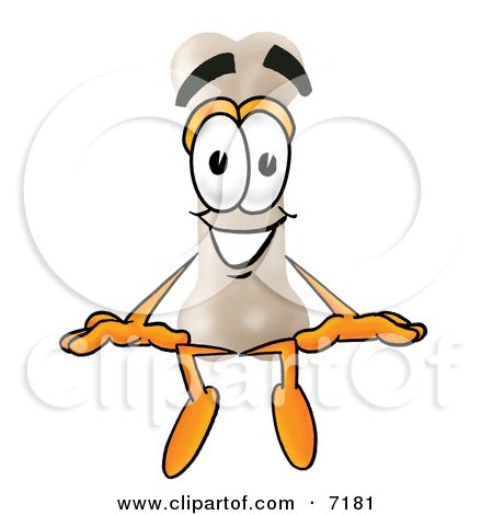 Clipart Picture of a Bone Mascot Cartoon Character Sitting by Mascot Junction