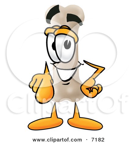 Clipart Picture of a Bone Mascot Cartoon Character Pointing at the Viewer by Mascot Junction
