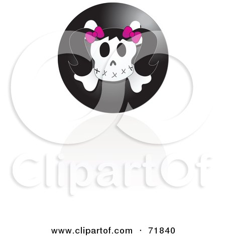 Royalty-Free (RF) Clipart Illustration of a Black Female Skull Icon With A Reflection by inkgraphics