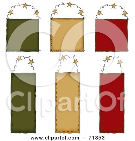Royalty-Free (RF) Clipart Illustration of a Digital Collage Of Six Blank Hanging Door Signs by inkgraphics