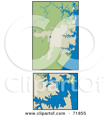 Royalty-Free (RF) Clipart Illustration of a Digital Collage Of Sydney Maps by inkgraphics