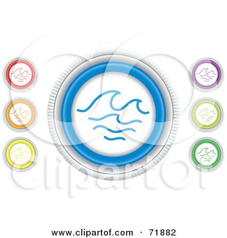Royalty-Free (RF) Clipart Illustration of a Digital Collage Of Colorful Round Waves Website Buttons by inkgraphics