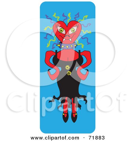 Royalty-Free (RF) Clipart Illustration of a Red She Devil on Blue by inkgraphics