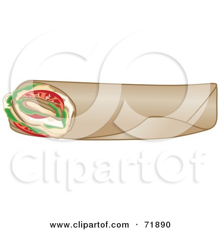 Royalty-Free (RF) Clipart Illustration of a Fresh Turkey Wrap Sandwich by inkgraphics
