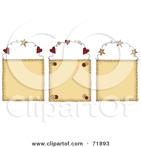 Royalty-Free (RF) Clipart Illustration of a Digital Collage Of Three Blank Hanging Door Signs by inkgraphics