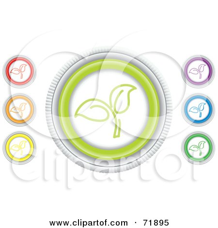 Royalty-Free (RF) Clipart Illustration of a Digital Collage Of Colorful Round Seedling Website Buttons by inkgraphics