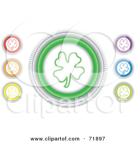 Royalty-Free (RF) Clipart Illustration of a Digital Collage Of Colorful Round Clover Website Buttons by inkgraphics