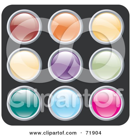 Royalty-Free (RF) Clipart Illustration of a Digital Collage Of Colorful Shiny Rounded Site Icon Buttons - Version 3 by inkgraphics