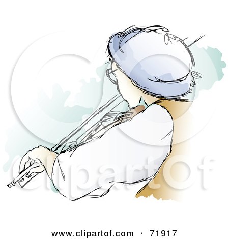 Royalty-Free (RF) Clipart Illustration of a Rear View Of A Fiddler Playing A Violin by inkgraphics