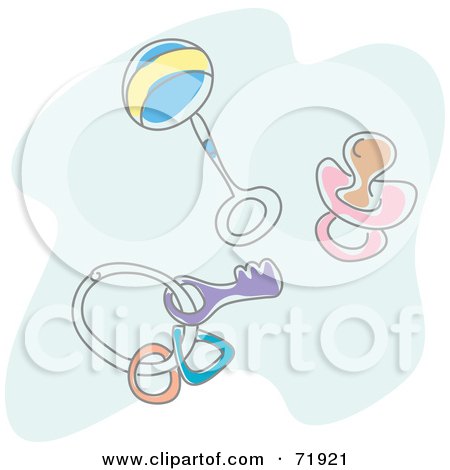 Royalty-Free (RF) Clipart Illustration of a Baby Rattle, Pacifier And Toys On A Ring by inkgraphics