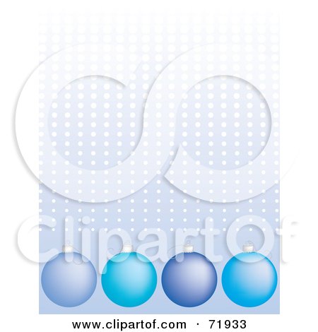 Royalty-Free (RF) Clipart Illustration of a Blue Halftone Dotted Background With Blue Ornaments by inkgraphics