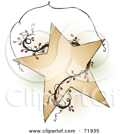Royalty-Free (RF) Clipart Illustration of a Folk Star With Berry Vines And Wire - Version 1 by inkgraphics