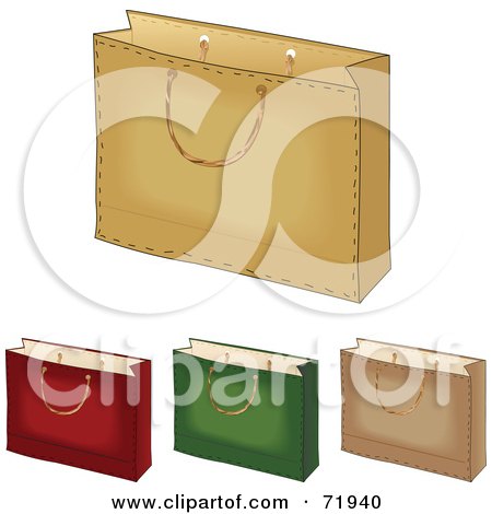 Royalty-Free (RF) Clipart Illustration of a Digital Collage Of Sewn Shopping Bags by inkgraphics